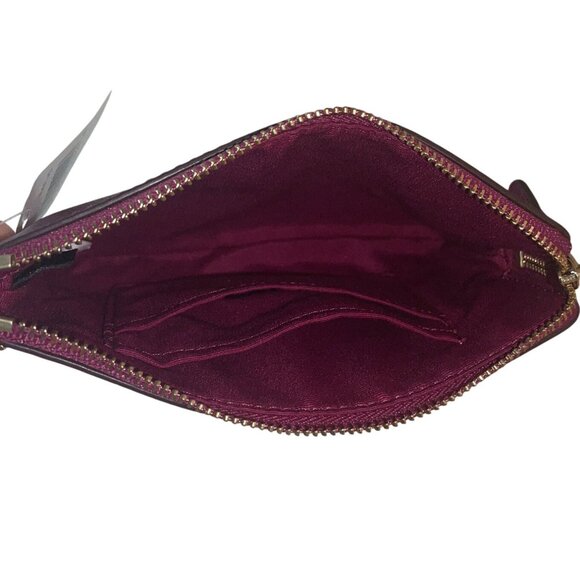 Coach Pebbled Fuchsia Leather With Gold Hardware Wristlet Clutch Bag Sz S - Picture 8 of 9